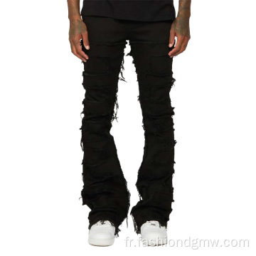 Black Custom Vintage Wash Empilled Jeans Hommes